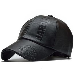 Ball Caps High Quality Leather Cap for Men Solid Winter Pu Leather Baseball Caps Brand Hat Bone Masculino Fitted hats 230320