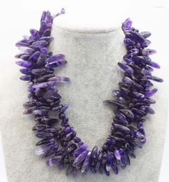Chains Wholesale 3rows Amethyst Branch Necklace 18inch FPPJ Nature Beads Xmas Gift Amazing