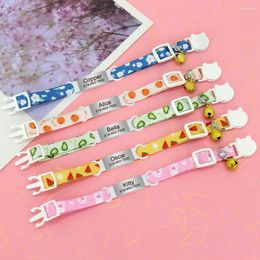 Dog Collars Adjustable Personalised Small Cat Collar Quick Release Custom Pet Kitten Puppy ID Name Tag With Bell Accessories