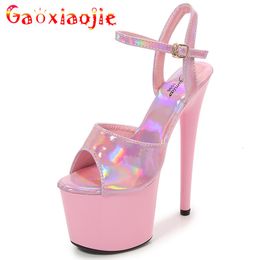 Sandals 2023 Strippers Pole Dance Shoe Sexy Show 15 17 20 CM High Heels Platform Bright Girls Shoe for Party 230321