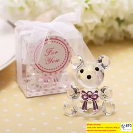 Mini Crystal Bear in Gift Boxes Baby Shower Boy Girl Baptism Party Souvenir Newborn Baby Gifts Box Crystal Wedding Favours