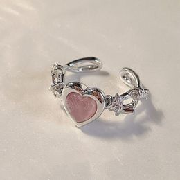 Fashion Pink Love Adjustable Ring Delicate Love Ring Girl Open Wedding Engagement Ring Gift