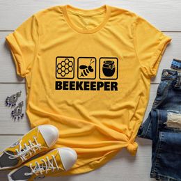 Women's T Shirts Women's Short Sleeve Tops Tee Gift For Bee Lover Honeybee Beekeeper Est Graphic Print Summer Funny T-Shirt