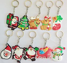 Key Rings 50Pcs Mixed 10 Designs 5Cm Santa Claus Chains Christmas Gift Soft Pvc chain Kids Toys Tree Ornaments 230320