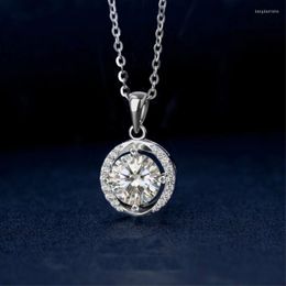 Chains S999 Silver Necklace Charm Shiny Pendant Necklaces For Women Classical Round Crystal Choker Plated Jewelry 2023