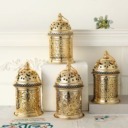 Other Event Party Supplies Eid Mubarak Metal LED Lamp Hollow Lantern Lights With Music Ramadan Decorations Muslim Festival Islam Party Decorations 230321
