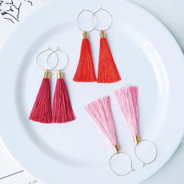 Dangle Earrings HC 2023 Bohemia Handmade Tassel Women Tribal Summer Jewellery Ethnic Silk Long Drop Girl Party Gift