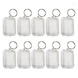 Keychains 10Pcs Clear Acrylic Po Frame Keychain Insert Keyrings Blank Various Shapes DIY Picture Keyring 124A