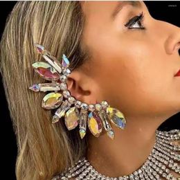 Dangle Earrings INS Gorgeous Rhinestone Geometric Large Clip Ear Cuff Earring Party Jewellery For Women Crystal Wrap Drop Accessories Gift