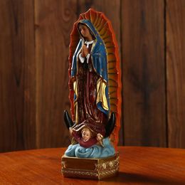 Decorative Objects Figurines Beautiful Our Lady of Guadalupe Virgin Mary Statue Sculpture Resin Figurine Gift Xmas Display Decor Ornament 230321