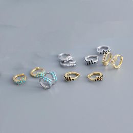 Hoop Earrings & Huggie Real 925 Sterling Silver Colorful Zircon Huggies For Fashion Women Hiphop Fine Jewelry Minimalist AccessoriesHoop