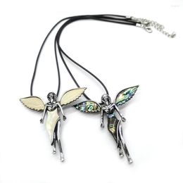 Pendant Necklaces Angel Shape Zinc Alloy 60x61mm Brooch Natural Stone Abalone Shell Turquoise Jewellery Women's Fashion Necklace