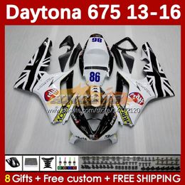 Motorcycle Fairings For Daytona 675 675R 2013-2016 Bodywork 166No.21 Daytona675 13 14 15 16 Body Daytona 675 R 2013 2014 2015 2016 OEM MOTO Fairing Kit white factory