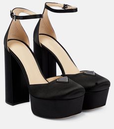 Perfect Italy Shoes Ankle-strap Satin Platform Pumps Black Milano High Heel Platform Shoes