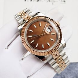 for Men Fully Automatic Mechanical Movement Watches 41mm Rose Gold Watchs Fine Steel Band Folding Wristwatch Buckle Fashion Waterproof