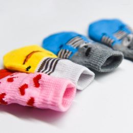 Dog Apparel 4Pcs Pretty Pet Ankle Socks Thickened Cat Adorable Cartoon Pattern Keep Warm