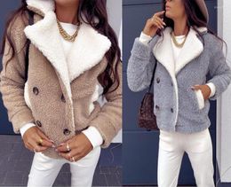 Women's Fur Lamb Velvet Jacket Loose And Thick All-match Colour Matching Women Bomber Collar Coat