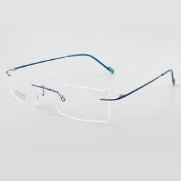 Sunglasses Frames Fashion Blue Light Blocking Reading Glasses For Men Women Ultralight Rimless Eyeglasses Frame Anti Fatigue Hyperopia Presb