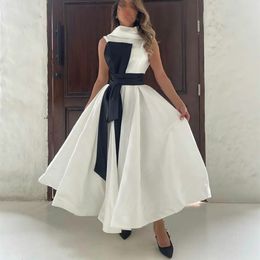 Party Dresses Vintage Short Satin Evening ALine Puffy White Prom Robes de Tea Length 230320