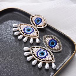 Dangle Earrings Vintage Blue Eye For Women Ethnic Bohemian Geometric Statement Long Tassel Wedding Jewelry Gift Wholesale