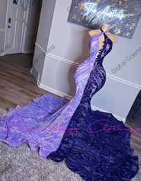 キラキラマーメイドプロムドレス黒人女の子のイブニングドレスノースリーブパーティードレスローブ Vestidos Noche BC15518