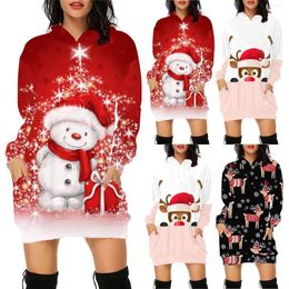 Casual Dresses Marry Christmas Print Short Dress Winter Ladies Tunic Women Evening Party Year Loose Vestidos