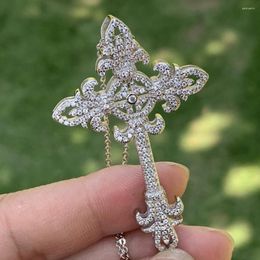 Chains 2023 Top Selling Necklace Luxury Jewellery 925 Sterling Silver Cross Key Pendant 5A Cubic Zirconia Wedding Flower Gift