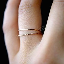 Twist Geometry 2 Piece Ring Temperament Simple Knuckle Ring Woman Korean Fine Tail Ring Set
