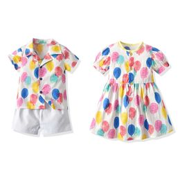 Clothing Sets top and top 2022 Summer Brother Sister Matching Clothes Boys Casual SetsGirls Princess Dress Outfits Z0321