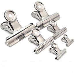 Round Metal Grip Silver Bulldog Clip Stainless Steel Ticket Paper Clip For Tags Bags Office