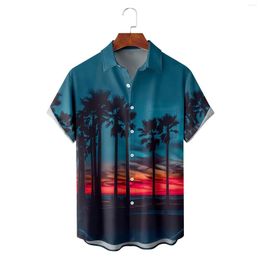 Men's Casual Shirts 2023 3d Print Painting Floral Hawaiian Shirt Men Women Turn Down Collar Vintage Social Dress Button Beachwear Ethnic