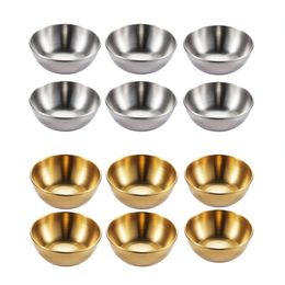 Dishes Plates Set of 6 4 Stainless Steel Small Sauce Seasoning Serving Tray Spice Soy Dish Specialty Tableware 230320