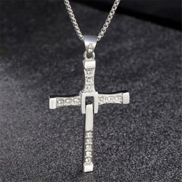 Chains Cross Pendant Necklace The Fast And Furious Dominic Toretto Fashion Movie Stainless Steel Jewellery Jesus Male Necklaces GiftChains