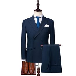 Men's Suits & Blazers MOGU 2023 Christmas Fashion Slim Double Breasted Classic Solid Suit Jacket Elastic Groom