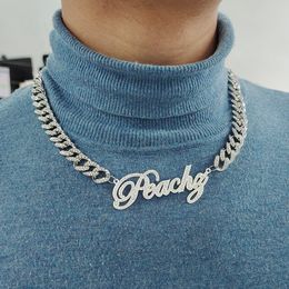 Pendant Necklaces Customized Stainless Steel Words Name 1 2cm Cuban Chain Miami Link for Men Women Hip Hop Jewelry