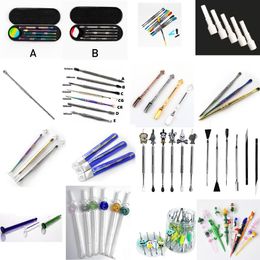 Wax Dabber Tool Dab Tool Kit Set Silicone tipped wax carving dab tool with plastic tube package stainless steel wax dabber tools smoking metal dab tool