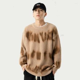 Men's Sweaters Ins American Men's Pullover Sweater Classic O-Neck Loose Warm Knitwear Fashion Simple Solid All Match High Street Unisex