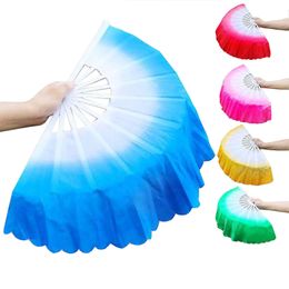 Folding Hand Fans Gradient Dance Fan Gifts Plastic Bone Yangko Performance Square Fan Wedding Holiday Party Supplies 5 Colors