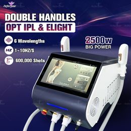 2023 OPT hair removal IPL skin rejuvenation machine two handles 600000 shots 6 wavelengths 2500W