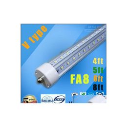 LED Tüpler T8 Vghaped 4ft 5ft 6ft 8ft Lights Soğutucu Kapı Tek Pin FA8 28W 32W 45W 65W Soğuk Beyaz AC 85265VADDCE ROHS DRAP TESLİMİ DHTBR