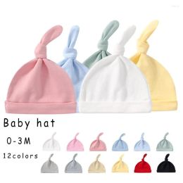 Hats Born 0-3M Baby Hat Cute Cap White Solid Colour Soft Cotton Infant BB Gifts Idea