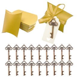 Other Event Party Supplies 50set OpenerRopeBox Wine Bottle Opener with Tags Gold Key Shape Party Wedding Favours Special Events Supplies Beer Bottle Tool 230321