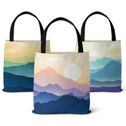 Shopping Bags designer bag tote women beach shoulder bag Portable Canvas Landscape Print Handbag Fashion Bags 230321