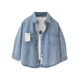 Kids Shirts Baby Boys Jeans Shirts Kids Turn-down Collar Denim Shirt Children Outerwear Tops Baby Clothes Blouse for Teenager Boy 2-12 Years 230321