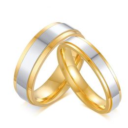 Wedding Rings Gold Colour Bands Ring For Women Man Stainless Steel Forever Lover Gifts Anillo