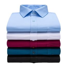 Men's Casual Shirts Men Business Office Classic Stretchy Silky Non-iron Dress Shirt Pocketless Long Sleeve Standard Stretch Casual Clothes 230321
