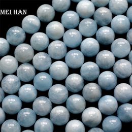 Beaded Necklaces Meihan natural 1 strandset 10mm02 Aquamarine smooth round charm gemstone for Jewellery making design 230320