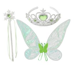 Wedding Hair Jewellery Kid Girls Anime Princess Cosplay Costume Hair Combs Crown Magic Wands Fairy Wand Princess Crown Sceptre Set with Butterfly Wings 230320