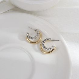 Hoop Earrings Greatera Trendy Two Tone Metal Twisted For Women Gold Colour Copper Alloy Geometric C Shape Jewellery 2023