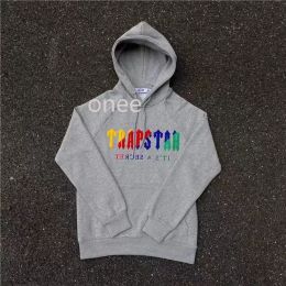 Tracksuit Men's Hoodies Trapstar Full Set Sportswear Rainbow Towel Embroidery Decoded Hooded Sportswear Men's and Women's Sportswear Casual Zipper Trousers